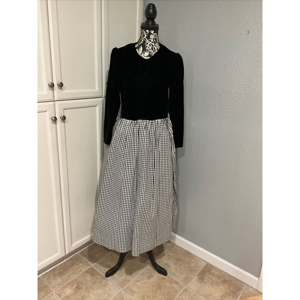 Dress Velvet Taffeta Gown Prom full skirt Midi Sz med